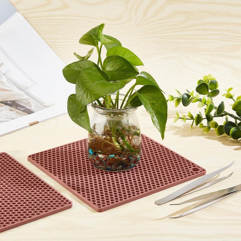 P Plus Fire Trivets for Hot Dishes Hot Pads for Kitchen Silicone Pot Holders for Hot Pots Silicone Mats for Kitchen Countertops Silicone Trivet Pot Mat (Brown, Set of 6) - Image 5