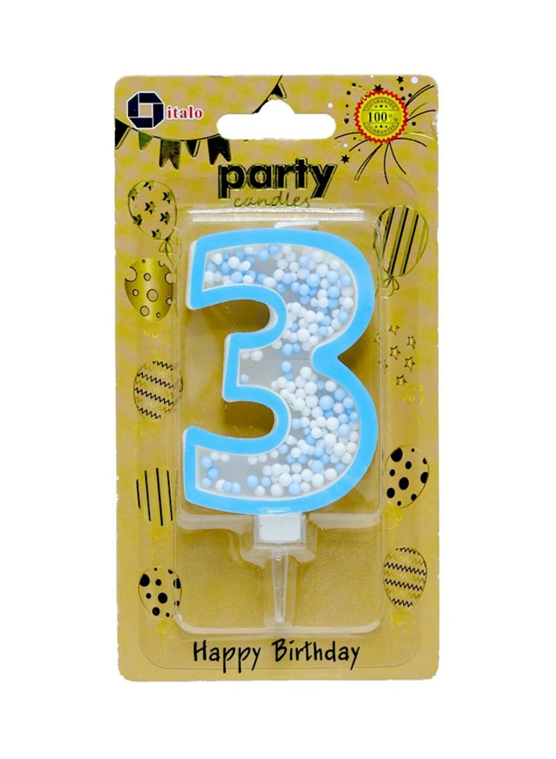 ITALO Birthday Candle Filled With Foam Balls - Number 3