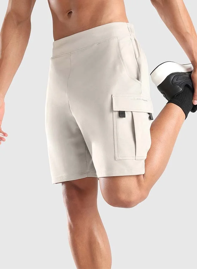 Musclemind Beige Men's Cargo Shorts for Men | Best Price UAE