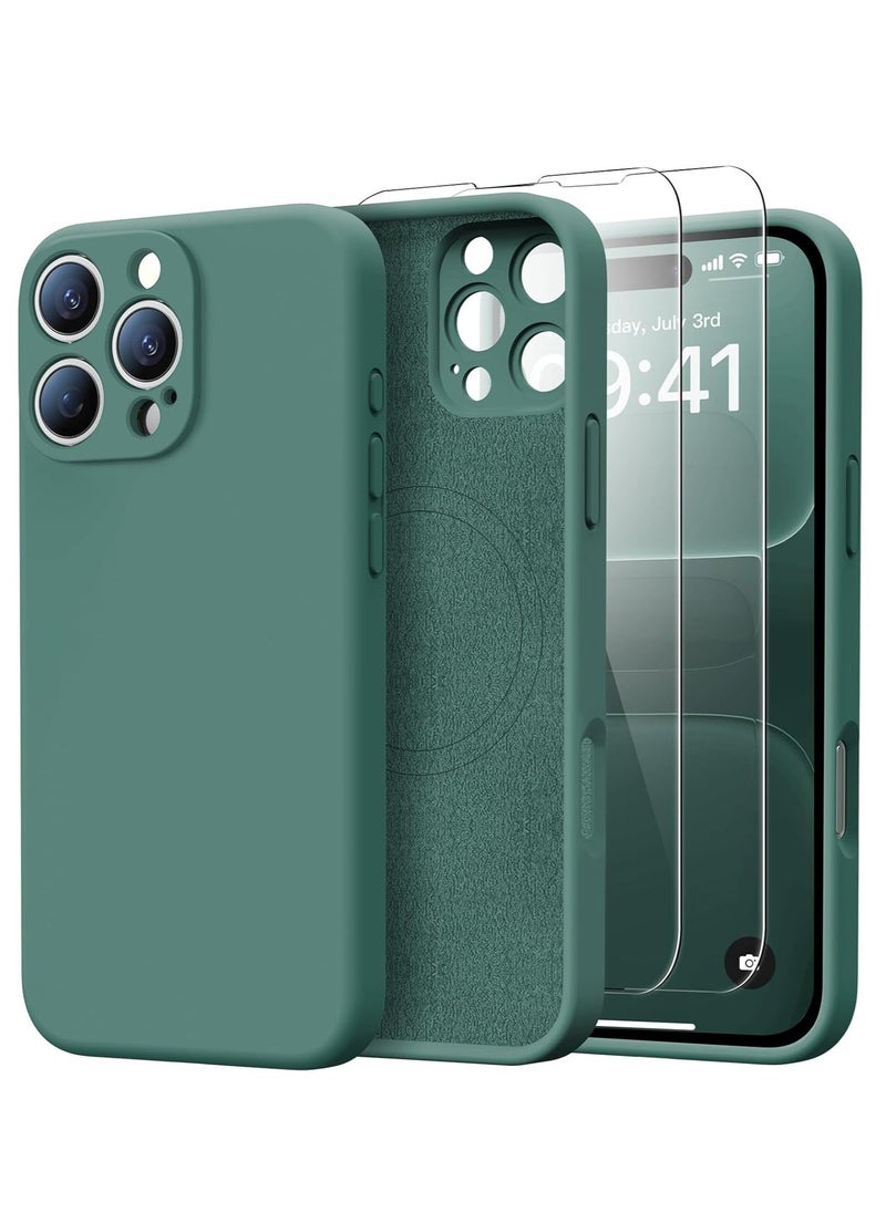 Raxoom iPhone 16 Pro Max Case with 2 Screen Protectors - MagSafe Compatible, Upgraded Camera Protection, Liquid Silicone Protective Case (6.9”) - Dark Green - Image 1