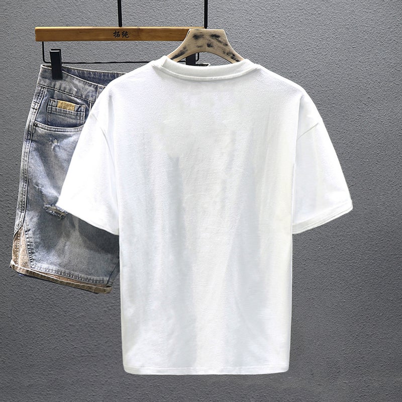 Trendy Brand Short-Sleeved Cotton Heavy Youth Loose Comfortable Design Versatile Couple Half-Sleeved T-Shirt - Image 3