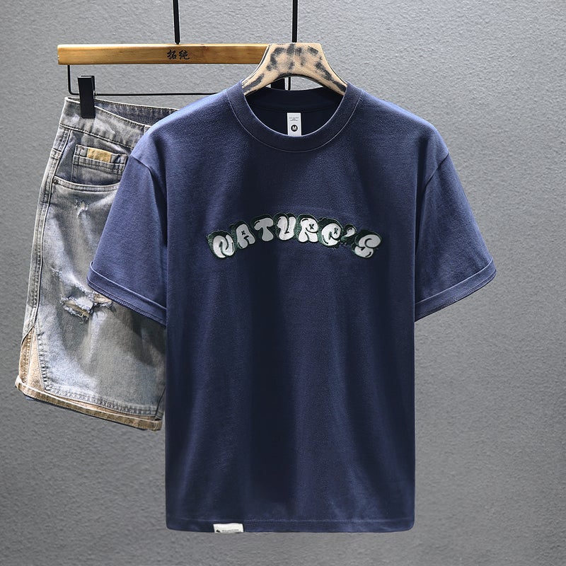 Trendy Brand Short-Sleeved Cotton Heavy Youth Loose Comfortable Design Versatile Couple Half-Sleeved T-Shirt - Image 4