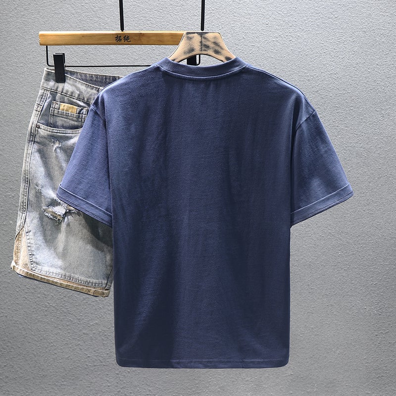 Trendy Brand Short-Sleeved Cotton Heavy Youth Loose Comfortable Design Versatile Couple Half-Sleeved T-Shirt - Image 5