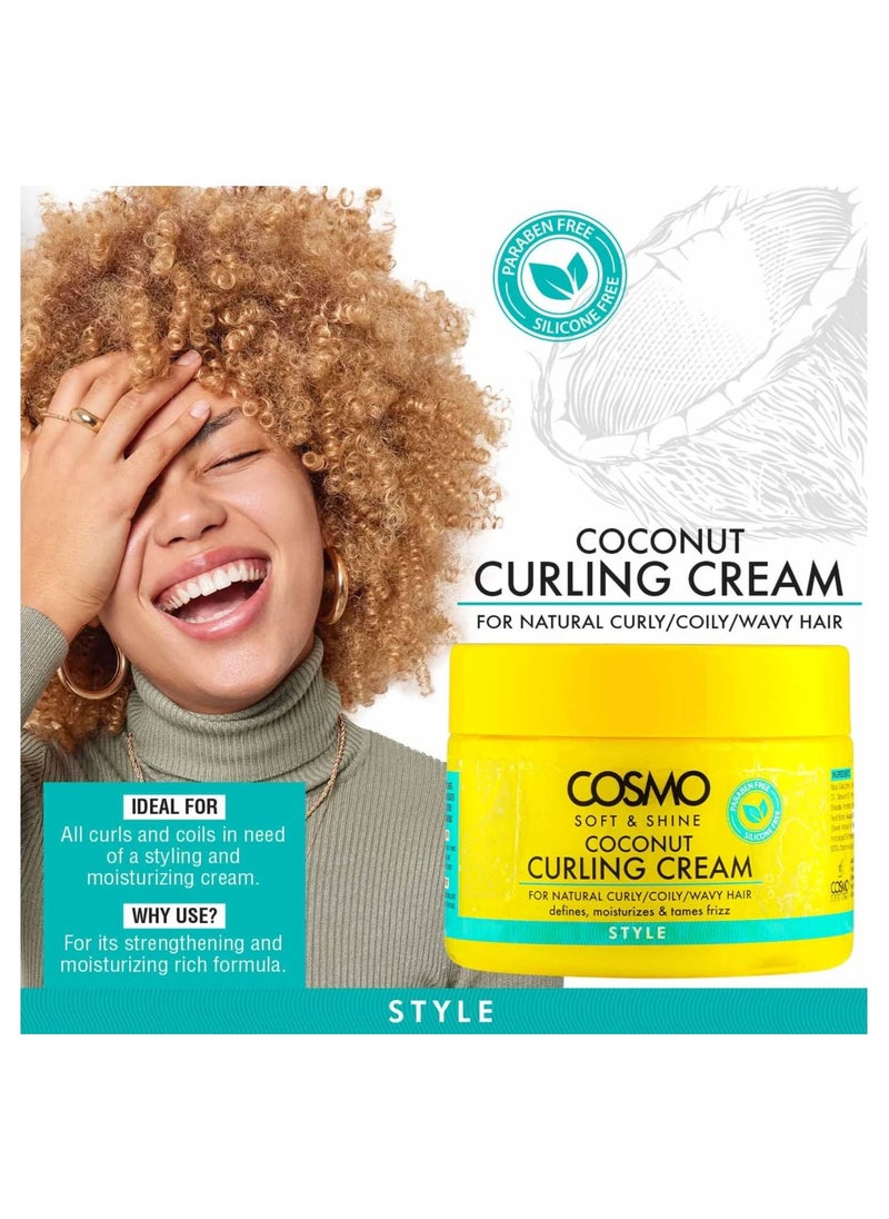 COSMO - Soft And Shine Coconut Curling Cream For Natural Curly And Coily And wavy Hair 325g - Image 1