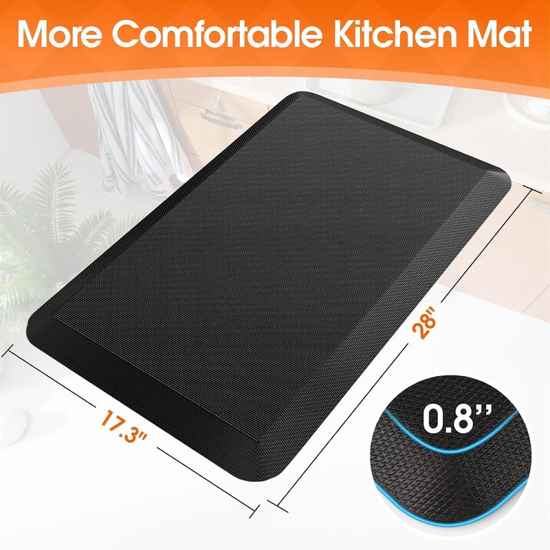 TranquilRelax 4/5 Inch Thicker Kitchen Mat, Cushioned Thick Floor Comfort Mat, with Non-Slip Bottom, Water & Stain Resistant, Easy Clean Standing Desk Mat for Kitchen, Sink, Office (17.3"x28"x0.8", Black) - Image 2