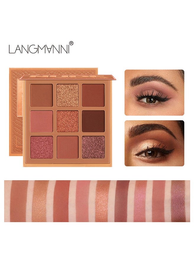 LANGMANNI Nude Patte Eye Shadow,9 colors  Palettes Long Lasting Glitter Multi Reflective Shades Ultra Pigmented Makeup Eye Shadow Powder Waterproof Eye Shadow(#A)  - Image 1