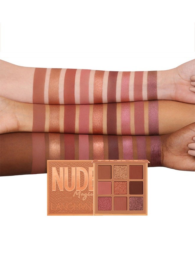 LANGMANNI Nude Patte Eye Shadow,9 colors  Palettes Long Lasting Glitter Multi Reflective Shades Ultra Pigmented Makeup Eye Shadow Powder Waterproof Eye Shadow(#A)  - Image 3