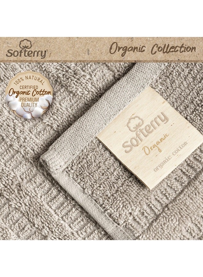 Softerry Pure Organic Cotton Bath Towel Set - 100% Soft Cotton - Extra Absorbent and Durable - 500 GSM Quick Dry - Luxury Hotel & Spa Quality - Fade Resistant - Eco Friendly (Khaki, Set of 4 Bath) - Image 3