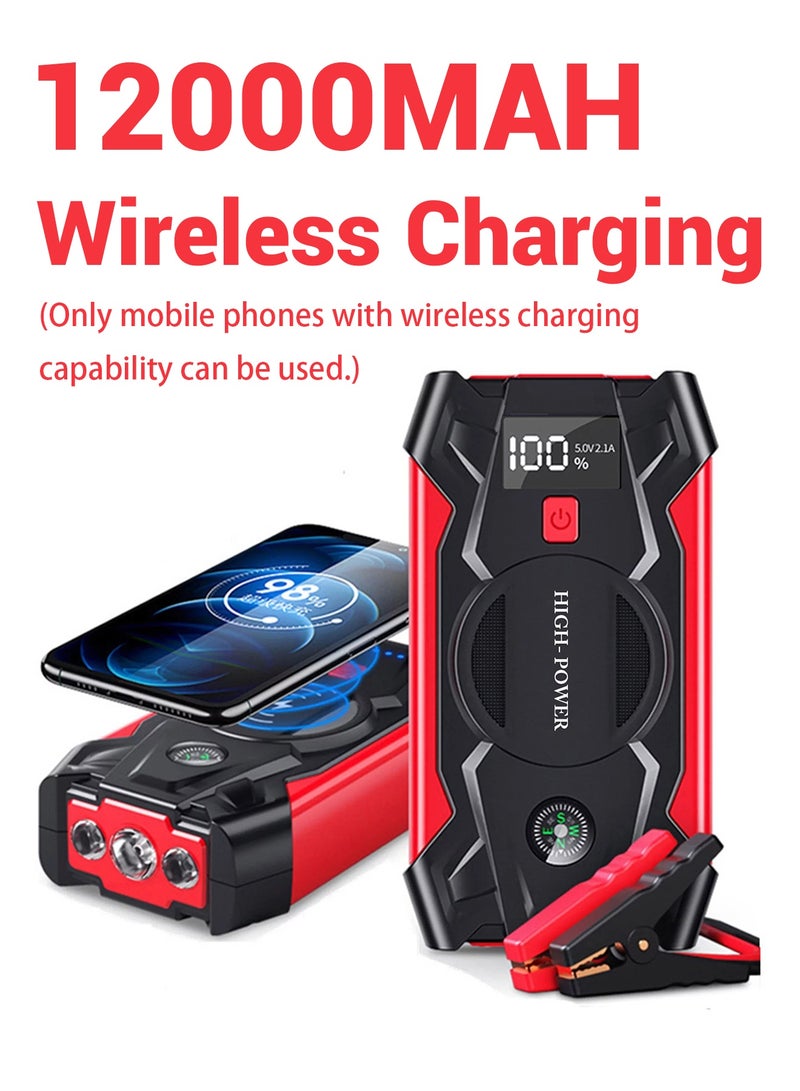Dansent 12000mAh Jump Starter Emergency Power Supply Car Battery Ignition Starter Jump Starter 12V Vehicle Emergency Starter Wireless Phone Charger - Image 3
