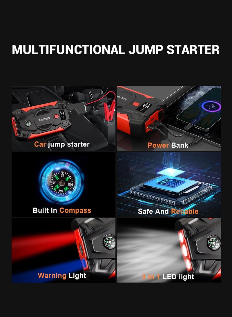 Dansent 12000mAh Jump Starter Emergency Power Supply Car Battery Ignition Starter Jump Starter 12V Vehicle Emergency Starter Wireless Phone Charger - Image 5