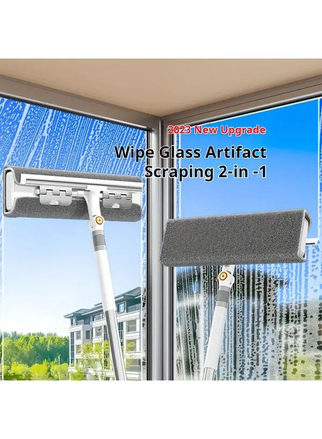 2 In 1 Window Cleaning Tool With PP Material Swivel Head And Extension Pole - Image 2