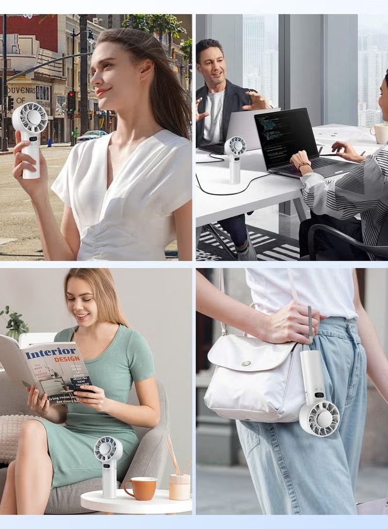 بينريك مروحة صغيرة محمولة باليد، مزودة بمحرك توربيني عالي السرعة بدون فرش، ونظام تبريد TEC لأشباه الموصلات، وبطارية قابلة للشحن عبر منفذ USB بسعة 5200 مللي أمبير، ومروحة طاولة تعمل بالبطارية مع شاشة عرض رقمية، تدعم 100 سرعة قابلة للتعديل بشكل لا نهائي لتوفير البرودة في المنزل، والسفر، والتنقل، والمكتب (تحديث جديد). - Image 3