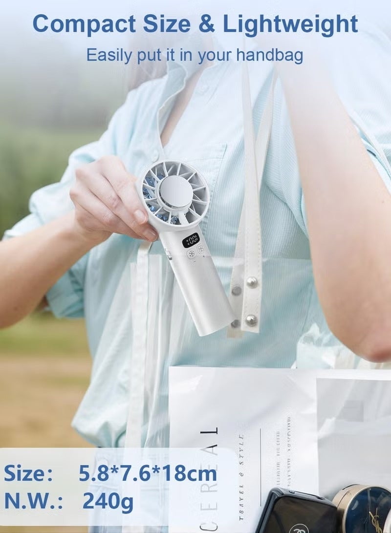 بينريك مروحة صغيرة محمولة باليد، مزودة بمحرك توربيني عالي السرعة بدون فرش، ونظام تبريد TEC لأشباه الموصلات، وبطارية قابلة للشحن عبر منفذ USB بسعة 5200 مللي أمبير، ومروحة طاولة تعمل بالبطارية مع شاشة عرض رقمية، تدعم 100 سرعة قابلة للتعديل بشكل لا نهائي لتوفير البرودة في المنزل، والسفر، والتنقل، والمكتب (تحديث جديد). - Image 4