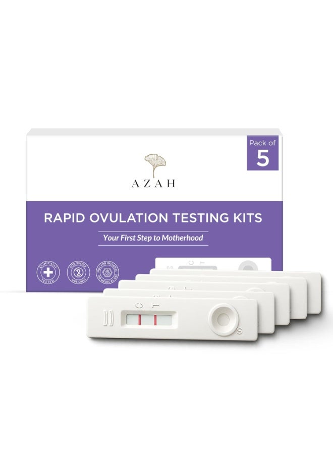Azah Ovulation Kit [Pack of 5] | Fertility Test Kit for Accurate Results In 5 Mins | Midstream Technology for Women | Identifies 5 Most Fertile Days to Conceive in 5 Mins | Clinically Tested - Image 1