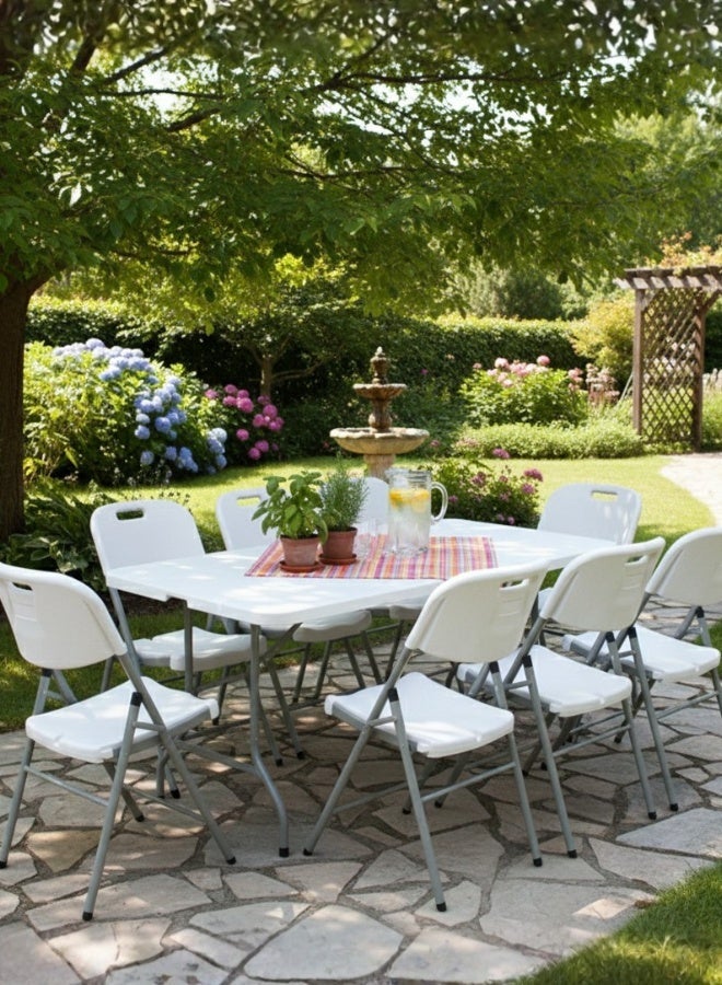 ماركولو طاولة قابلة للطي 6 قدم – بلاستيك HDPE متين مع هيكل فولاذي، مقاومة للعوامل الجوية، بدون تركيب، لون أبيض - Image 2