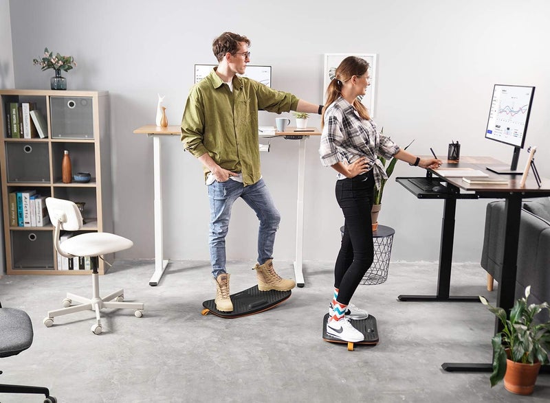 Fezibo Standing Desk Mat with Anti Fatigue Bar, Wooden Wobble Balance Board with Ergonomic Design Comfort Floor Mat - Image 3