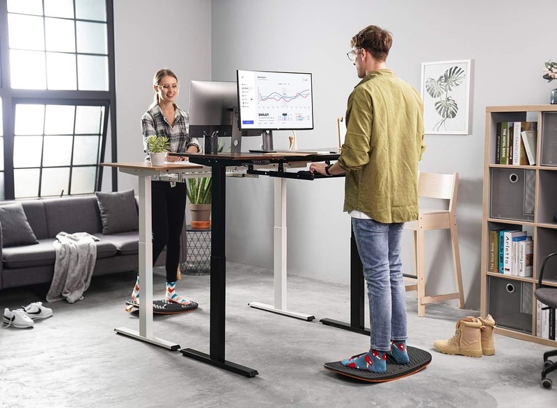 Fezibo Standing Desk Mat with Anti Fatigue Bar, Wooden Wobble Balance Board with Ergonomic Design Comfort Floor Mat - Image 2