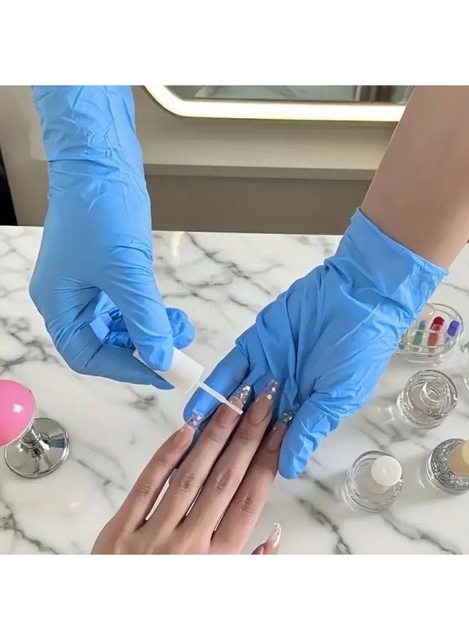 Blue XL Disposable Nitrile Gloves Latex Free for Household Cleaning Nail Art Tattoo - Image 2
