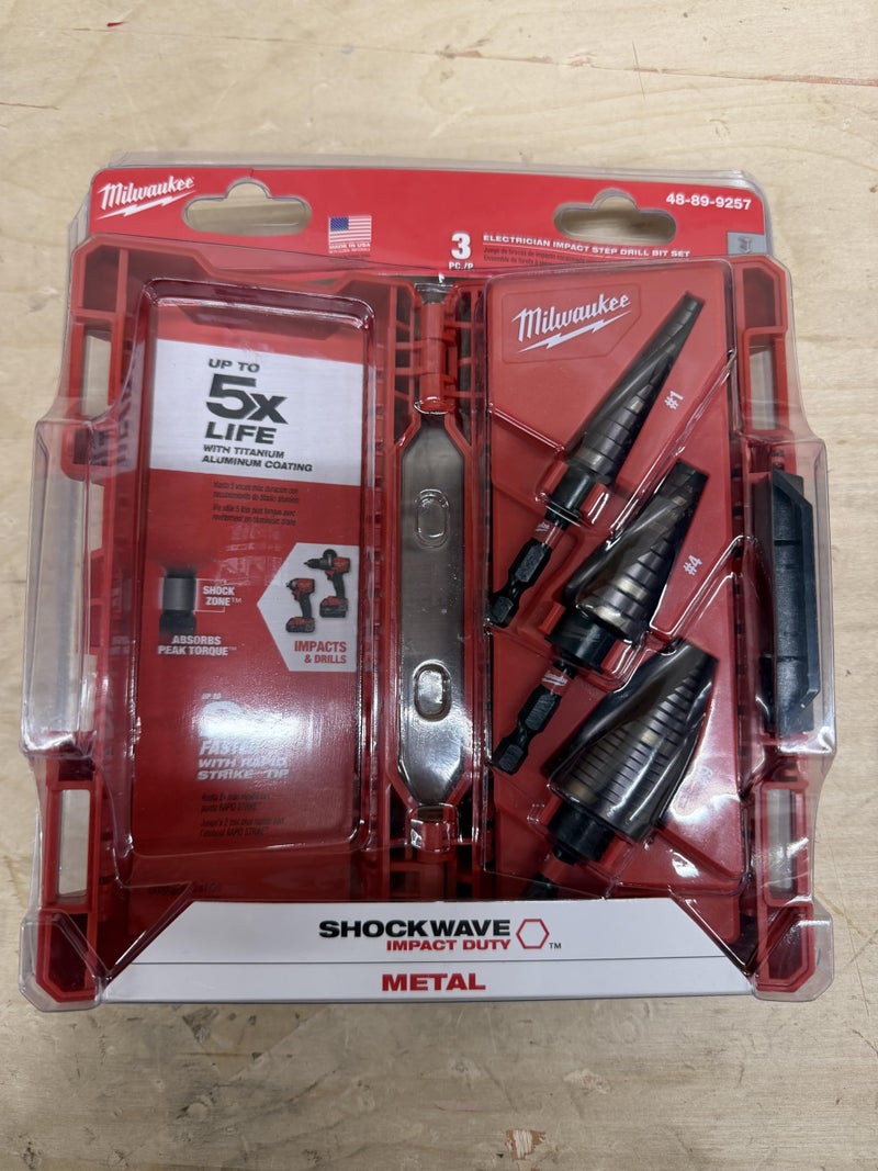 Milwaukee 48-89-9257 Shockwave Impact Duty Step Bit Electrician Set (#1, 4, 9)