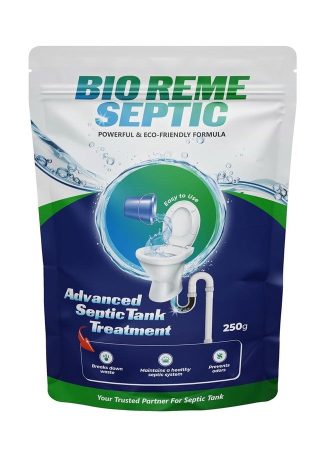 Bio Reme Septic Tank Cleaning Powder - Reduces Sludge, Removes Odor, Eco-Friendly Bacteria, Pack of 1 (250g) - Image 1