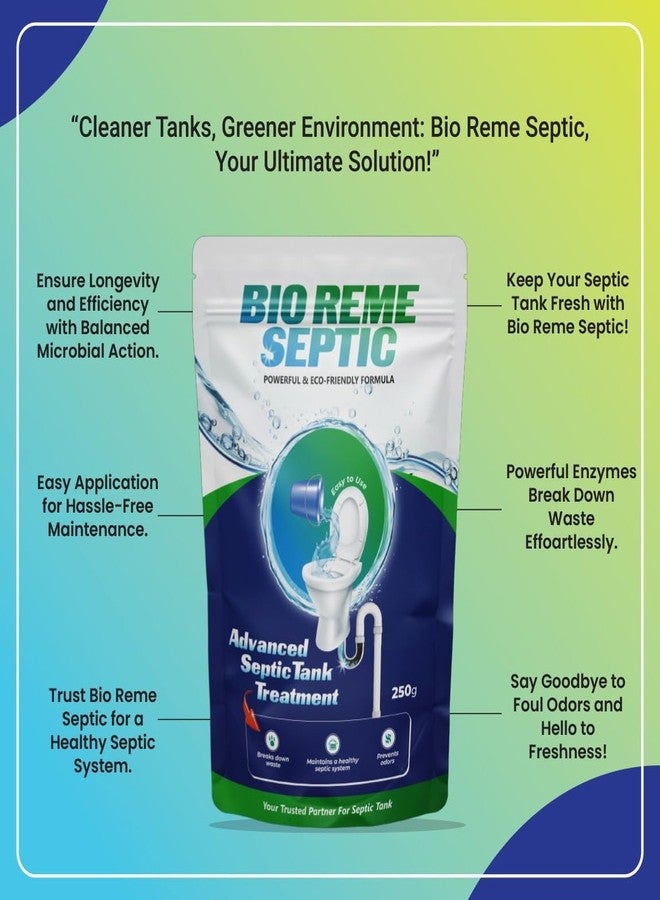 Bio Reme Septic Tank Cleaning Powder - Reduces Sludge, Removes Odor, Eco-Friendly Bacteria, Pack of 1 (250g) - Image 3