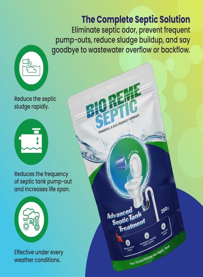 Bio Reme Septic Tank Cleaning Powder - Reduces Sludge, Removes Odor, Eco-Friendly Bacteria, Pack of 1 (250g) - Image 2