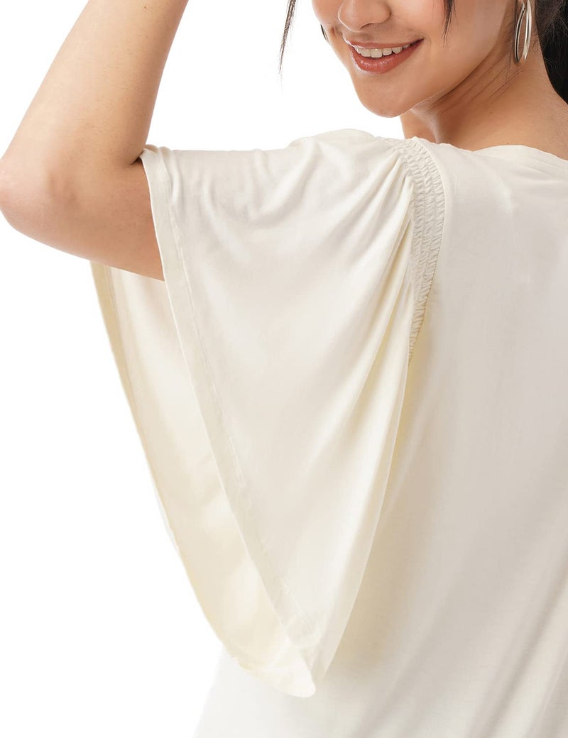FYLTR Women's Top with Flare Sleeves & Boat Neck | Tops for Women | Tops for Women Western (Ivory White, M) - Image 4