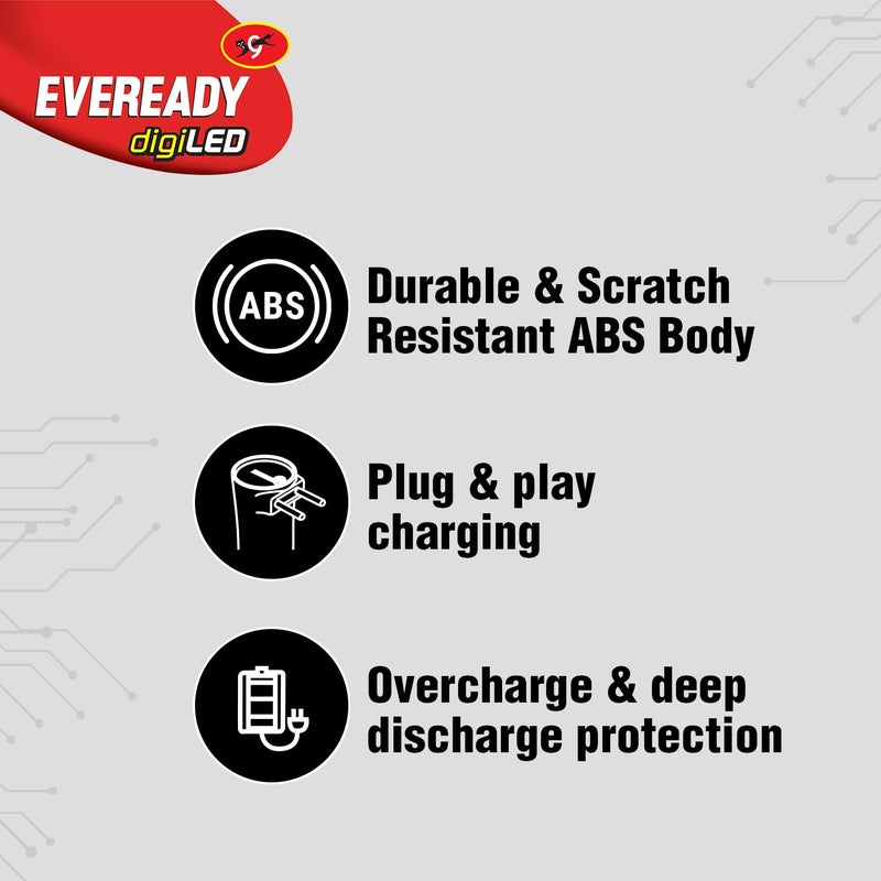 Eveready Eveready Tango DL21 Flashlight 12 W LED with Overcharge Protection 3 hrs Charging Pack of 4 - Image 3