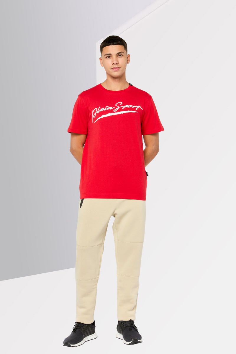 PHILIPP PLEIN تي شيرت رياضي للرجال بأكمام قصيرة، خارجي، أحمر - Image 2