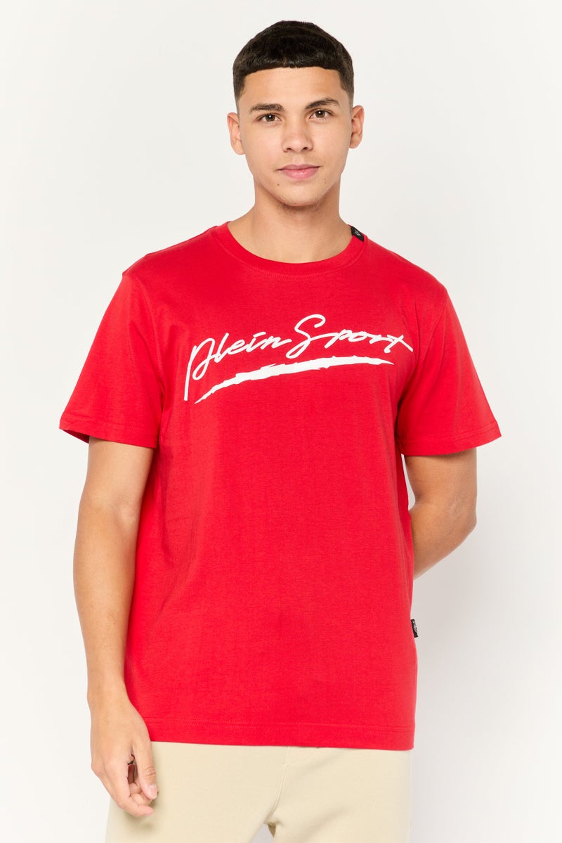 PHILIPP PLEIN تي شيرت رياضي للرجال بأكمام قصيرة، خارجي، أحمر - Image 1