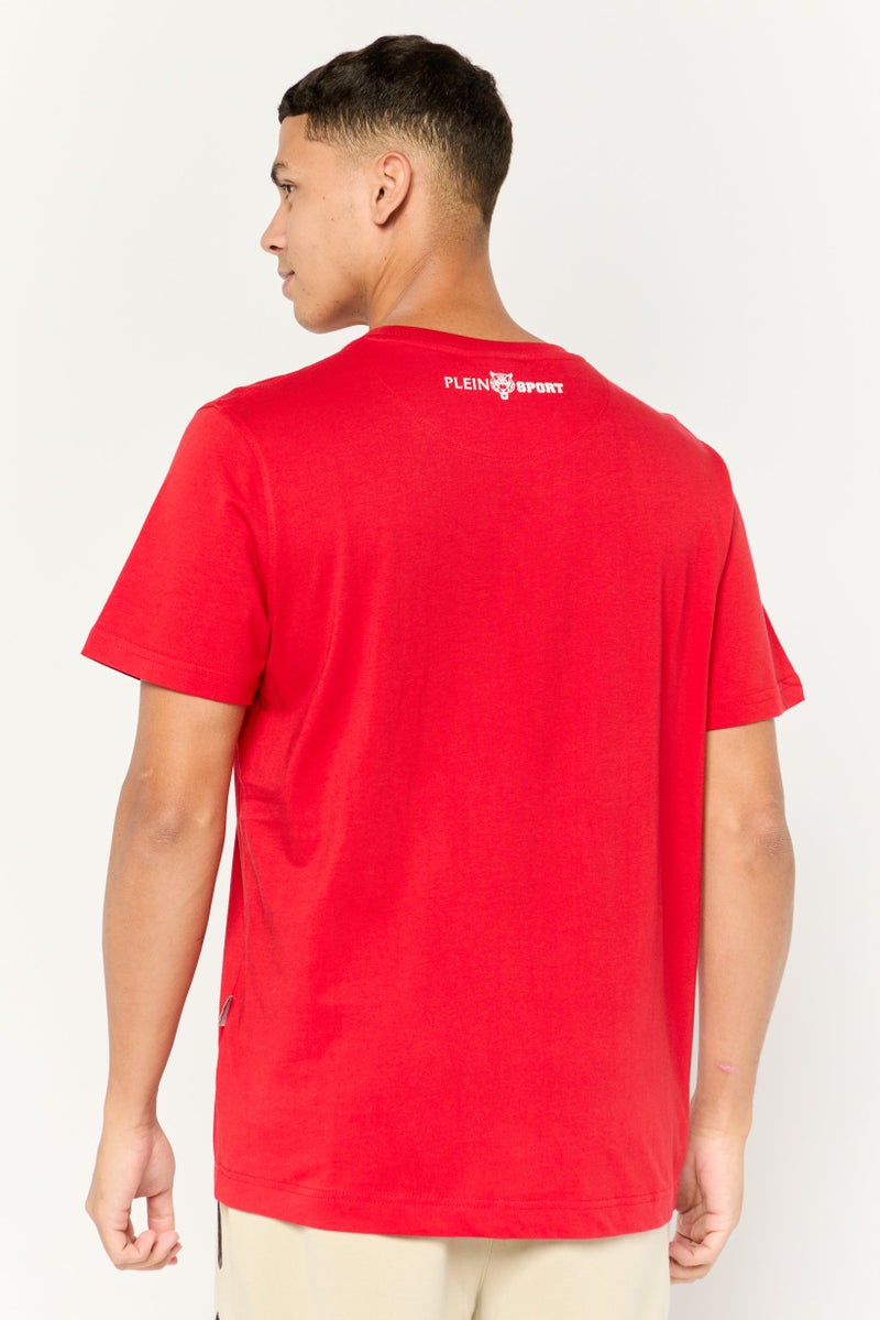 PHILIPP PLEIN تي شيرت رياضي للرجال بأكمام قصيرة، خارجي، أحمر - Image 4