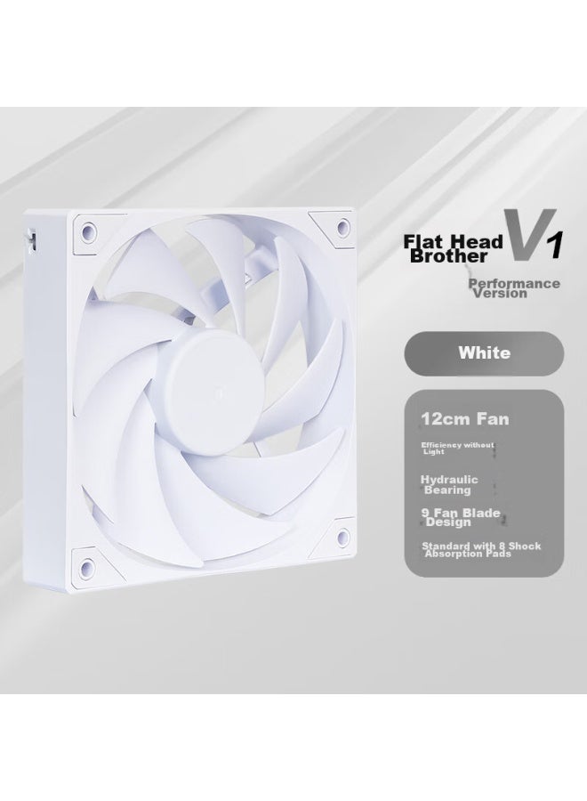 Sama Pingtouge V1 Performance Edition White Non-gloss 12cm Case Cooling Fan, 9 Blades, High Airflow, Hydraulic Bearing, Pwm Speed Control, Small 4-pin Multi-fan Series Connection - Image 1