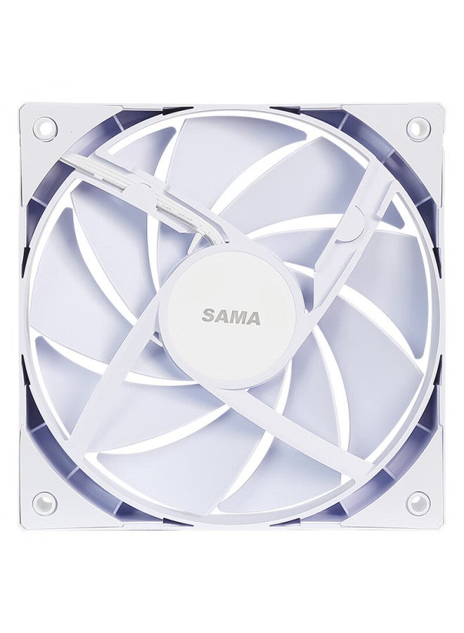 Sama Pingtouge V1 Performance Edition White Non-gloss 12cm Case Cooling Fan, 9 Blades, High Airflow, Hydraulic Bearing, Pwm Speed Control, Small 4-pin Multi-fan Series Connection - Image 5