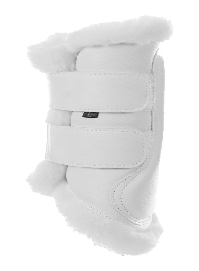 Equinavia Vali Ultra Fleece Brushing Boots | Faux Leather Outer | Luxurious Ultra Fleece Lining Splint Boots - White/White - L - Image 4