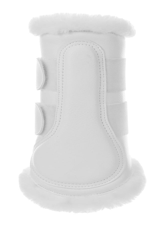 Equinavia Vali Ultra Fleece Brushing Boots | Faux Leather Outer | Luxurious Ultra Fleece Lining Splint Boots - White/White - L - Image 5