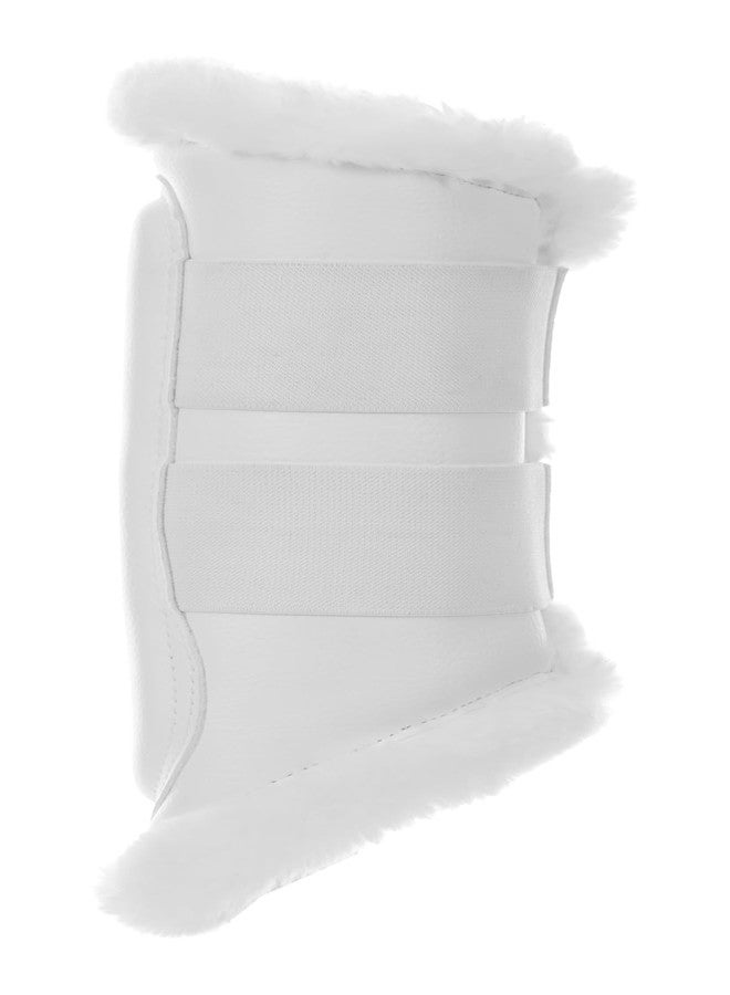 Equinavia Vali Ultra Fleece Brushing Boots | Faux Leather Outer | Luxurious Ultra Fleece Lining Splint Boots - White/White - L - Image 3