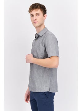 Swiss Alps Men Regular Fit Short Sleeve Chambray Casual Shirt, Grey  - Image 2