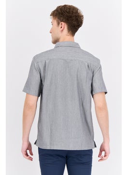 Swiss Alps Men Regular Fit Short Sleeve Chambray Casual Shirt, Grey  - Image 3