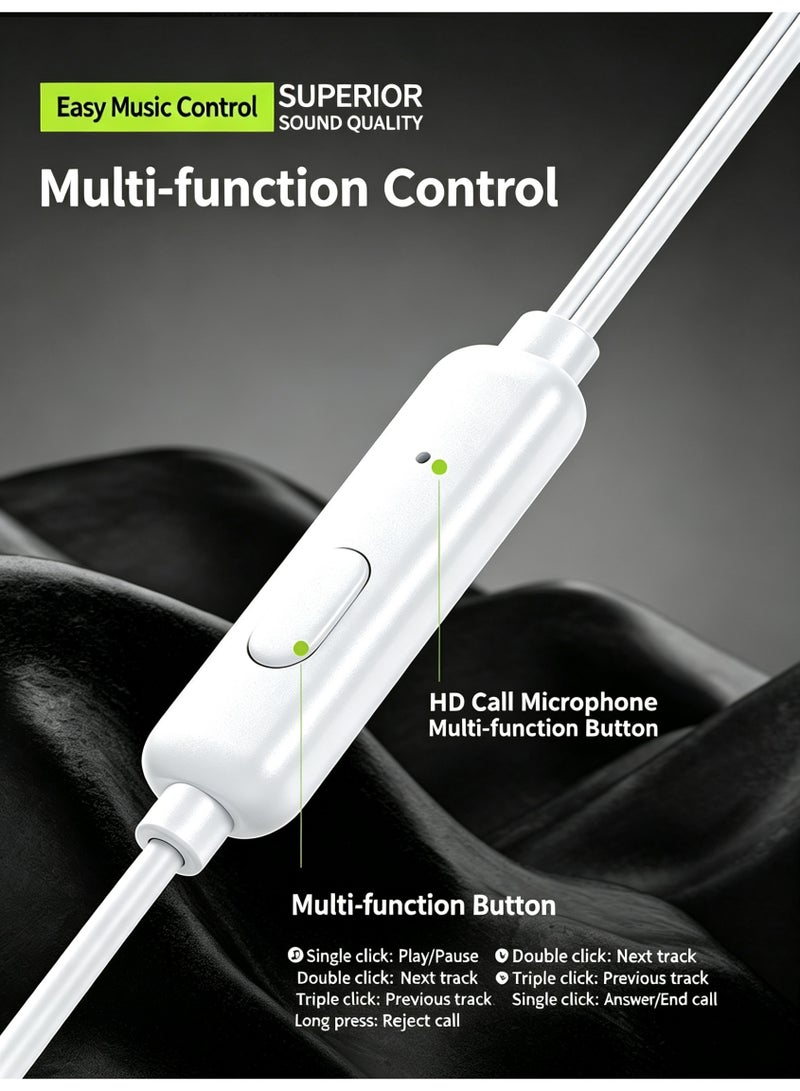WEKOME Type-L In-Ear Wired Earphones with Microphone and In-line Control, HiFi Pure Sound Wired Headphones for Smartphones and Digital Devices - Image 3