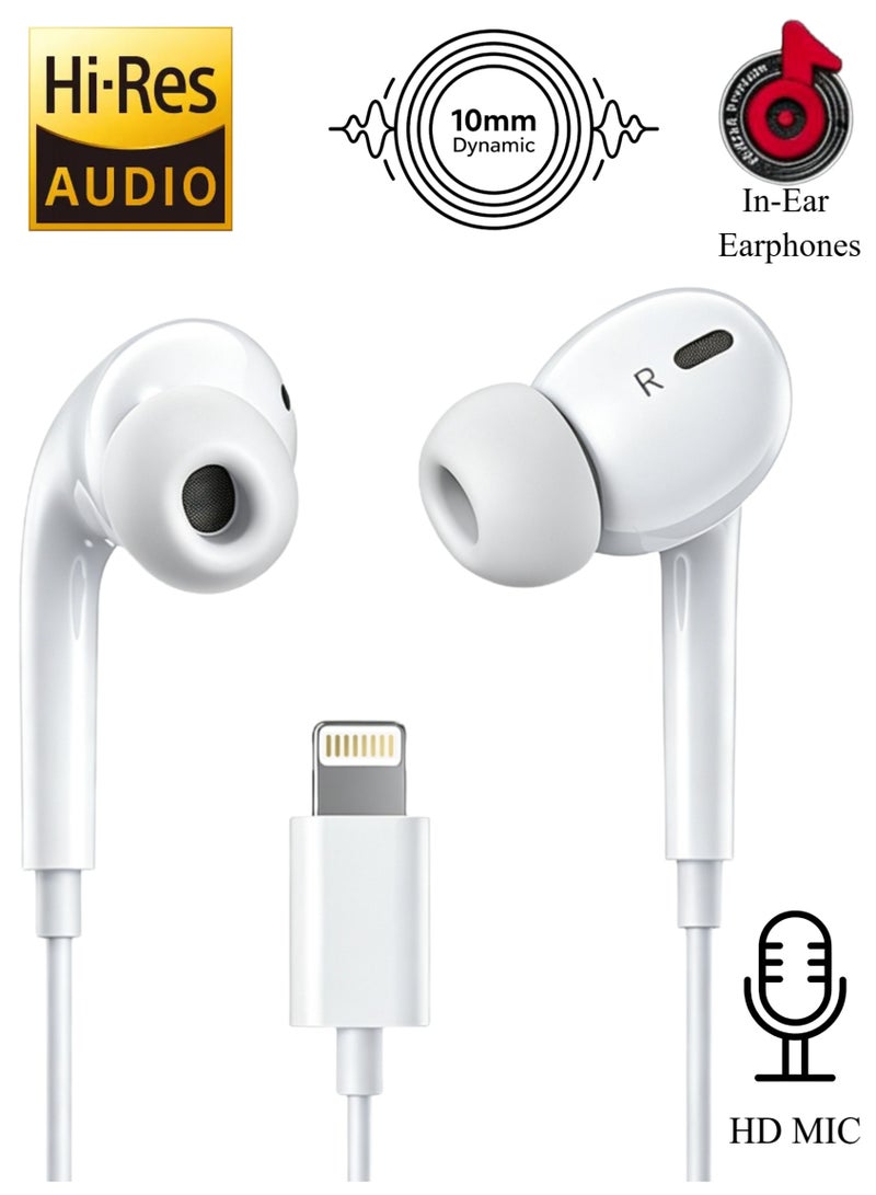 WEKOME Type-L In-Ear Wired Earphones with Microphone and In-line Control, HiFi Pure Sound Wired Headphones for Smartphones and Digital Devices - Image 1