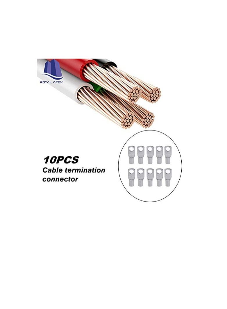 Copper Cable Lugs 10Pcs Set-Wire Terminals, Connector Cable lugs Ring Battery SC Terminals, for Marine, Solar, Automotive, Electric, Home Applications etc (Hole Size 6mm, Cable Size 10mm)  - Image 2