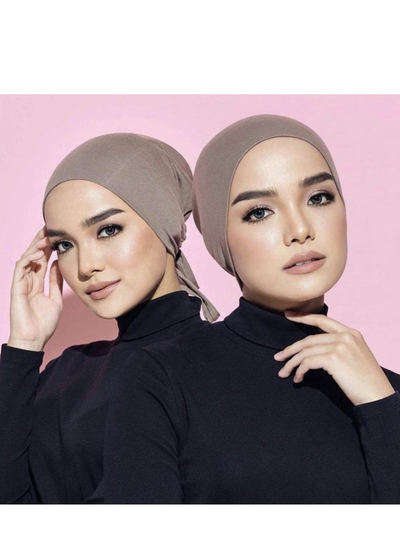 Perfectory Women's Jersey Turban Cap with Tie-Back Closure, Muslim Head Wrap Bonnet- Black  - Image 5