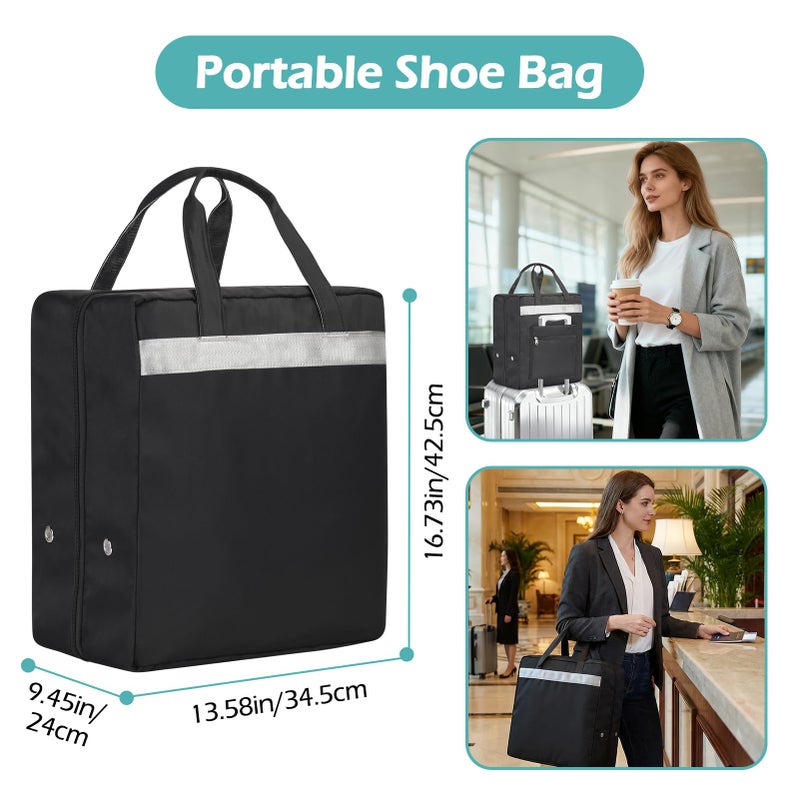 ZHIERNA Shoe Bags for Travel with Handle, Travel Shoe Bags for Packing, Portable Shoes Storage Bag Organizer, Travel Luggage Shoe Bag for Women Men Holds 6 Pair of Shoes (Black) - Image 2