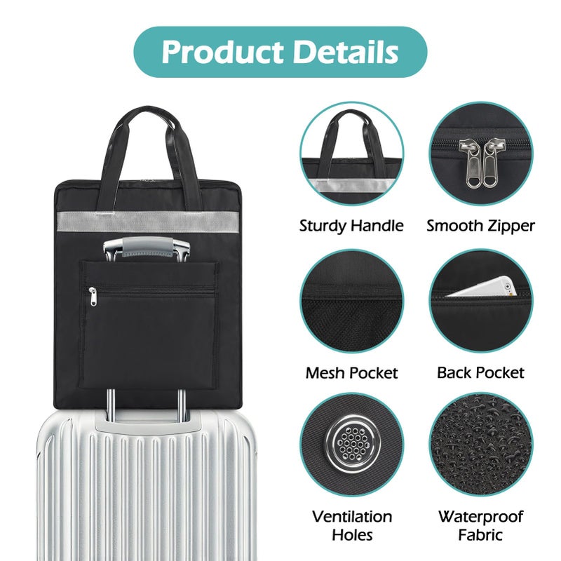 ZHIERNA Shoe Bags for Travel with Handle, Travel Shoe Bags for Packing, Portable Shoes Storage Bag Organizer, Travel Luggage Shoe Bag for Women Men Holds 6 Pair of Shoes (Black) - Image 4