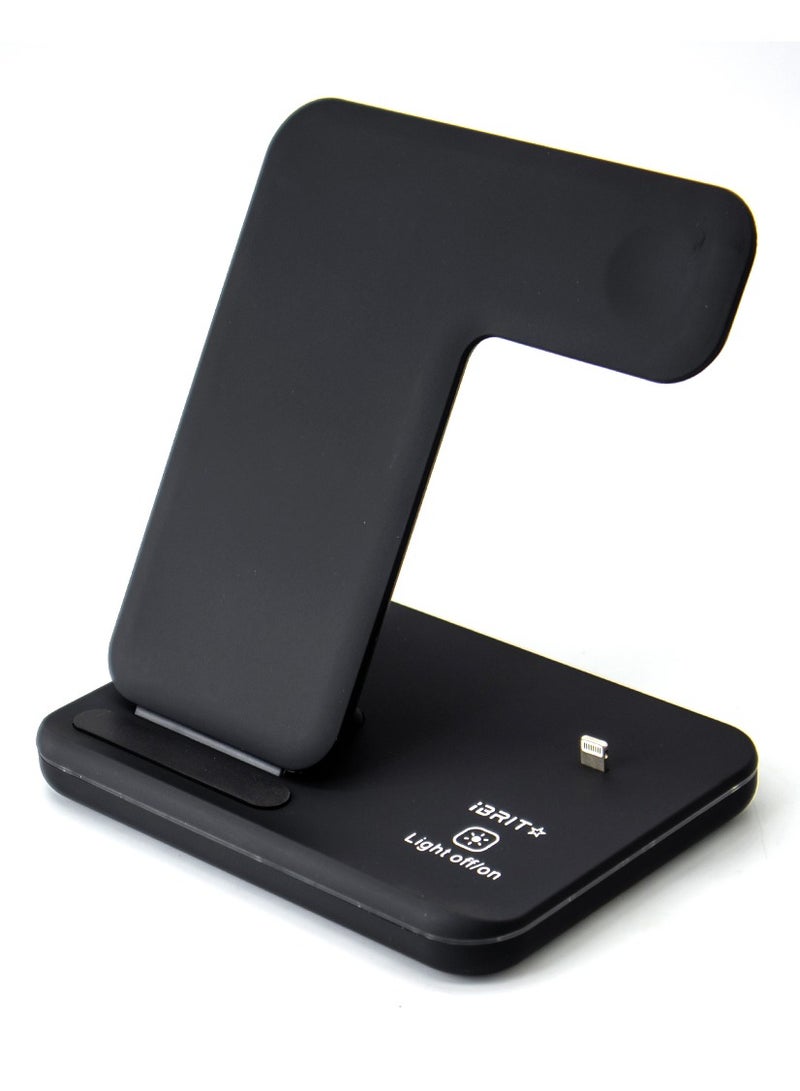iBRIT 3-in-1 Wireless Charger iBrit, 15 Watt Wireless Charging, 3 Watt Smart Watch Wireless Charging, Lightning Port For Airbuds and Air Ports Charging - Image 4
