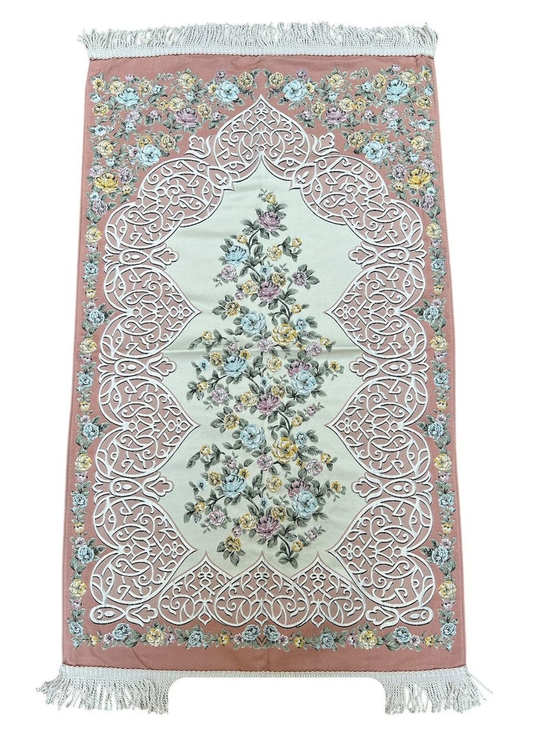 Sky Shine Rose Blush Floral – Deluxe Soft Touch Prayer Mat (Luks Kalipli) - Image 1