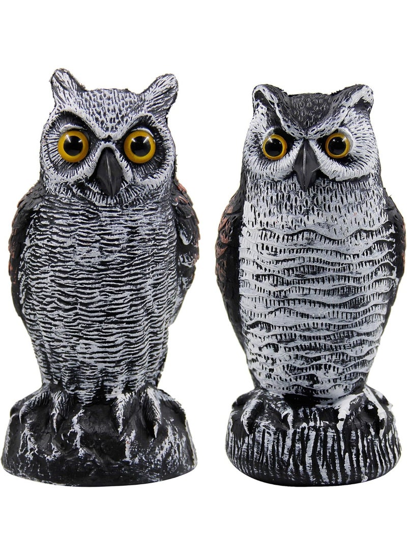 كن واحدًا 2 حزمة مزيفة القرن البومة الطيور مخيف الخداع، البلاستيك البومة الطيور الردعات، للفناء الحديقة في الهواء الطلق - Image 1