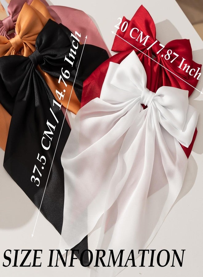 FDBJulyy Premium Black Satin Hair Bows and Clips Set for Women & Girls - 5 PCS Bow-knot Hair Clip, Big Bows Claw Clips, Non-Slip Clip for Thick and Thin Hair - Image 2