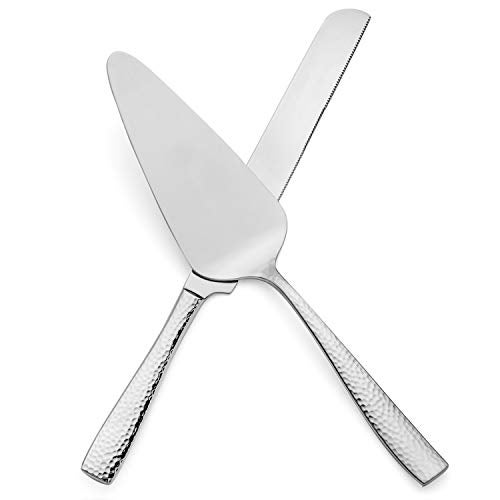 Hudson Essentials Hammered 18/10 Stainless Steel Cake Knife & Cake Server Set - Image 4