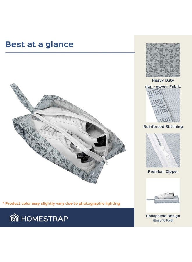 HomeStrap مجموعة هومستراپ من 6 حقائب أحذية مطبوعة للسفر | قمة شفافة بسحاب | حقائب تخزين أحذية مضادة للغبار ومتعددة الوظائف | أكياس تنظيم سفر مثالية للأمتعة | رمادي - Image 3